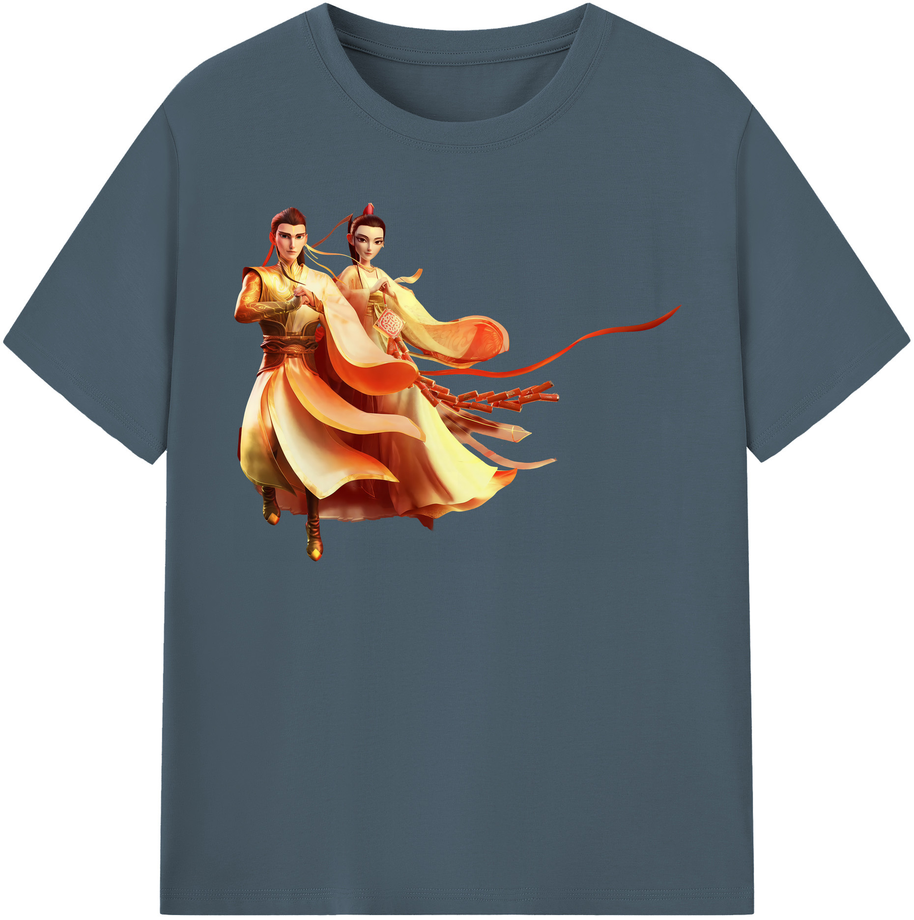 （画像用） Ne Zha 2 ナタ 魔童の大暴れ 綿100％半袖Tシャツ（フロントプリント）